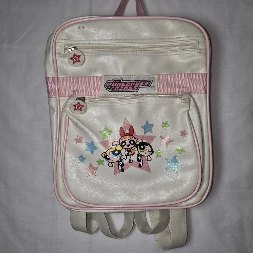 Vintage 2000 Rare Cartoon Network Powerpuff Girls Ivory Backpack